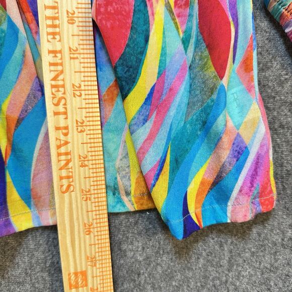 APNY Multi Color Abstract Artsy Wave Blouse | Maximalist Bold Bright Size MEDIUM - Picture 7 of 7